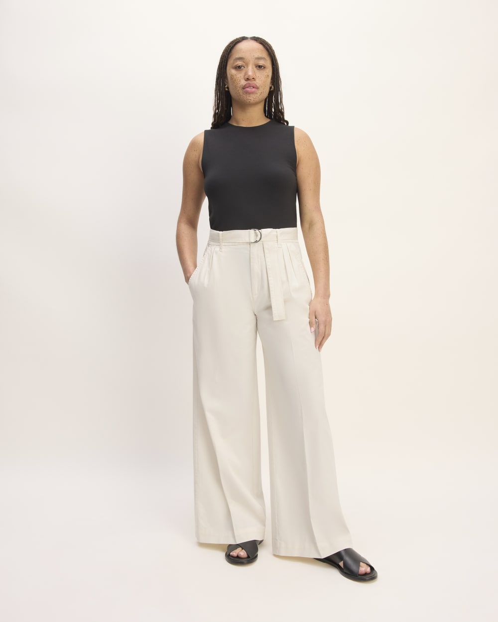 The Pleated Wide-Leg Chino | Bone