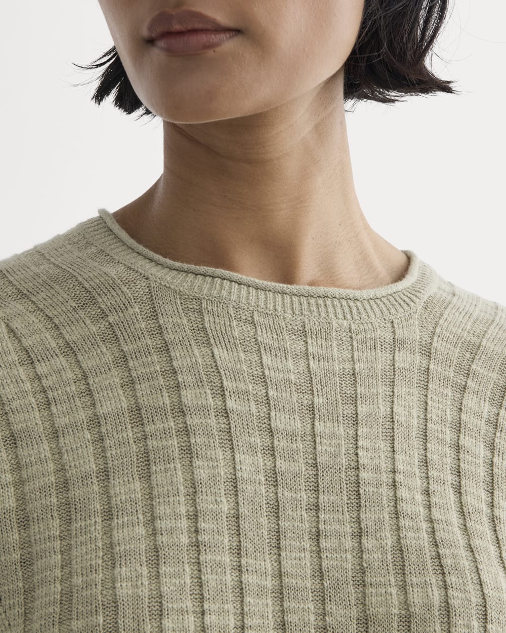 The Oversized Tee in Cotton Linen | Eucalyptus - Image 4