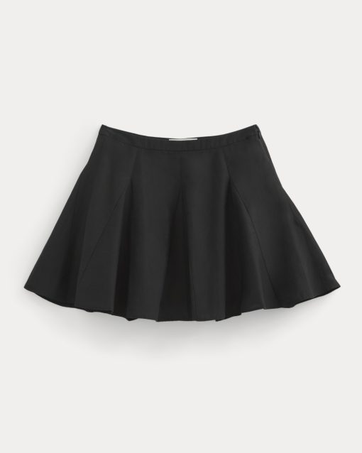 Alternative view of Godet Mini Skirt in Cotton Silk | Black