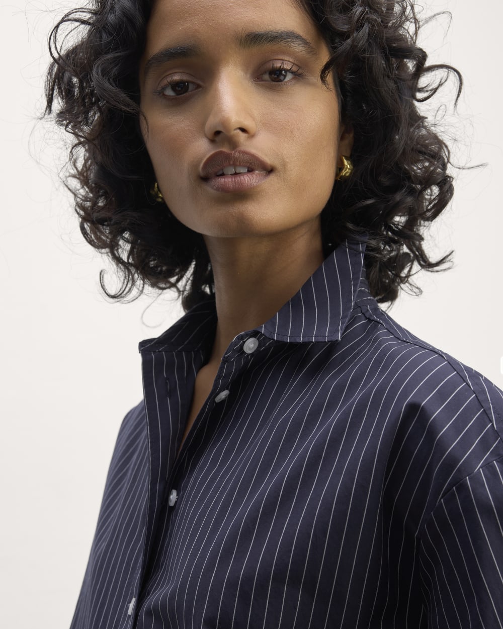The Supima® Cotton Boyfriend Shirt | Navy / White - Image 3