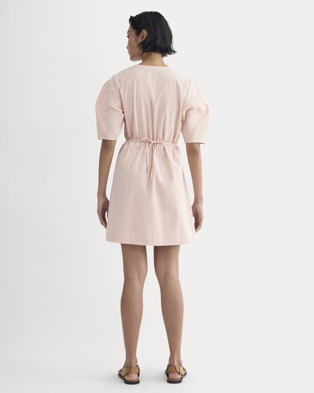 The Seersucker Mini Wrap Dress | Soft Orange - Image 4