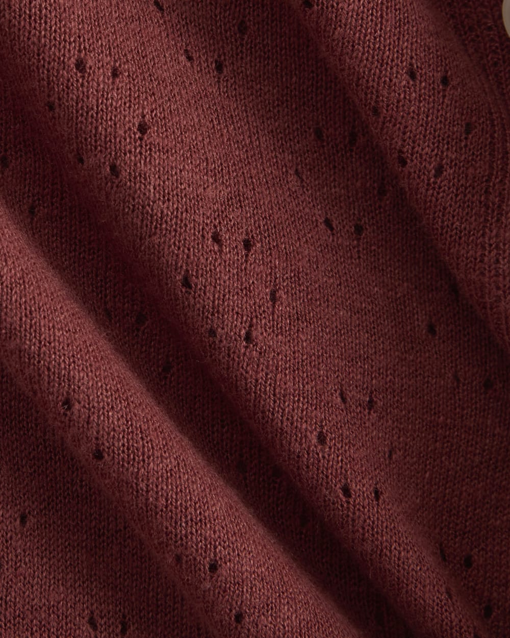 Lace Trim Cardigan in Fine Linen | Henna Red - Image 6