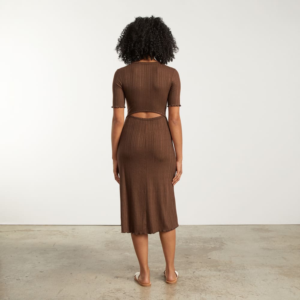 The Open Back Rib Dress | Espresso - Image 3