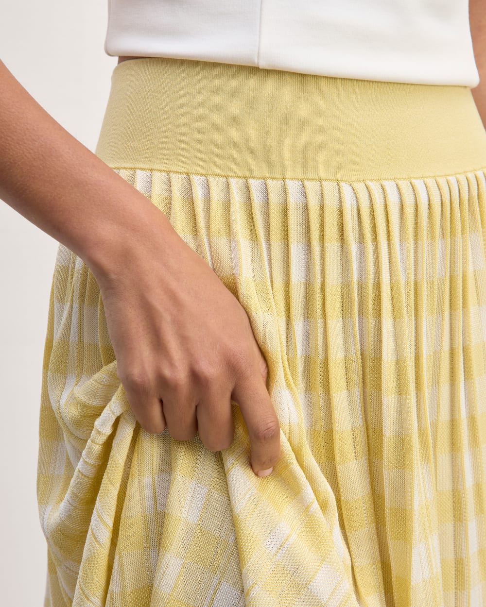 The Pleated Skirt | Bone / Parsnip Gingham - Image 4