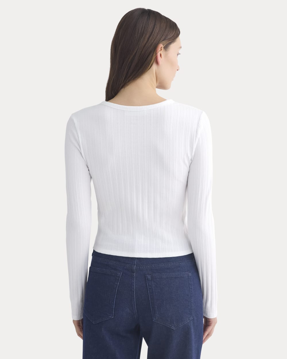 Cardigan in Pointelle | White - Image 4