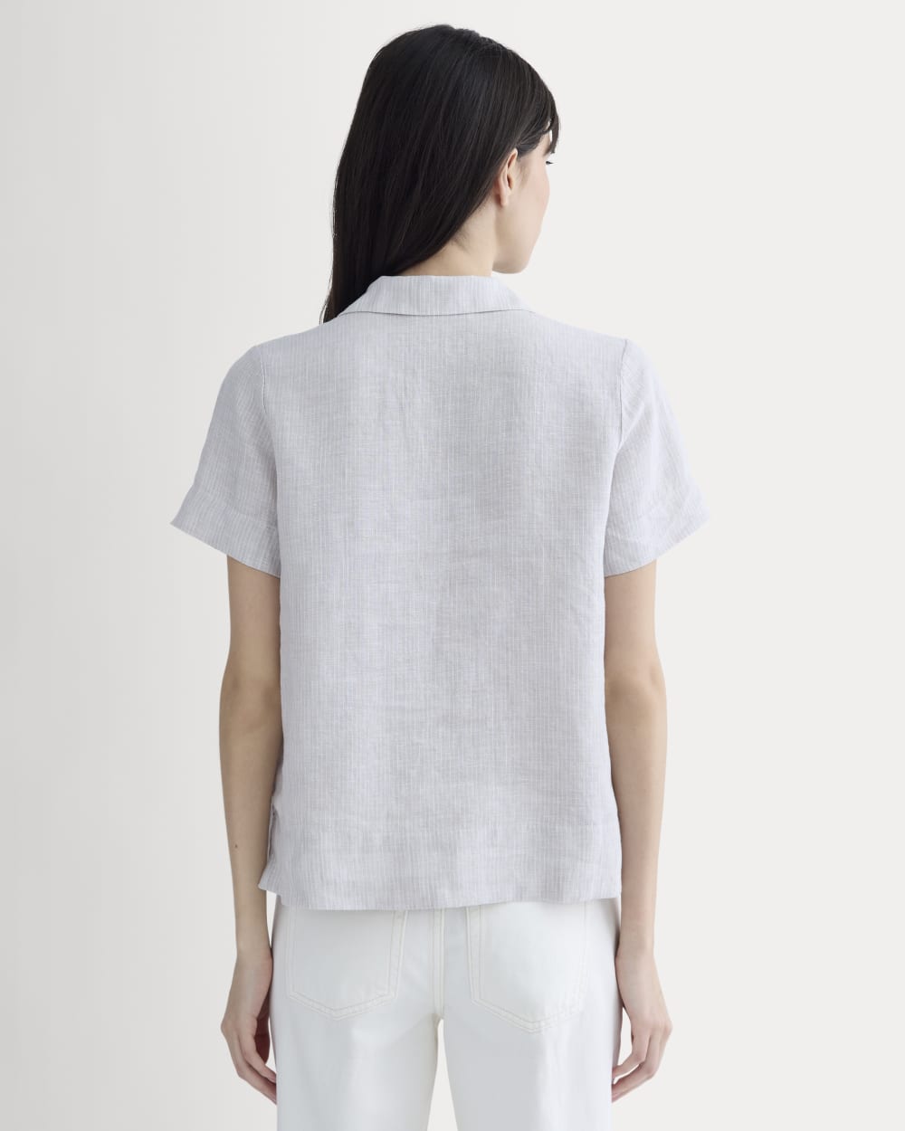 The Notch Shirt in Linen | Stone / White - Image 5