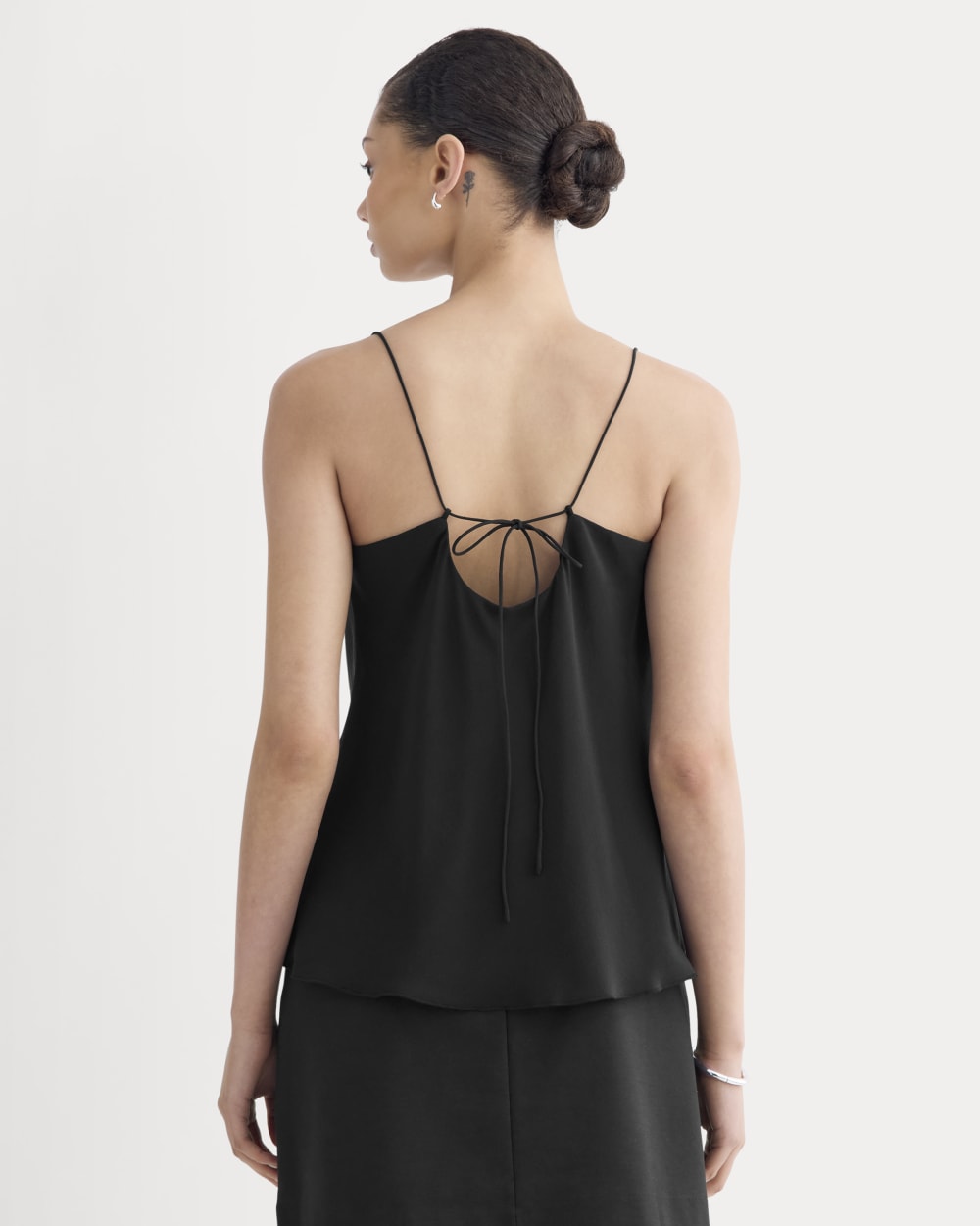 The Tie Back Cami in Washable Silk | Black - Image 5