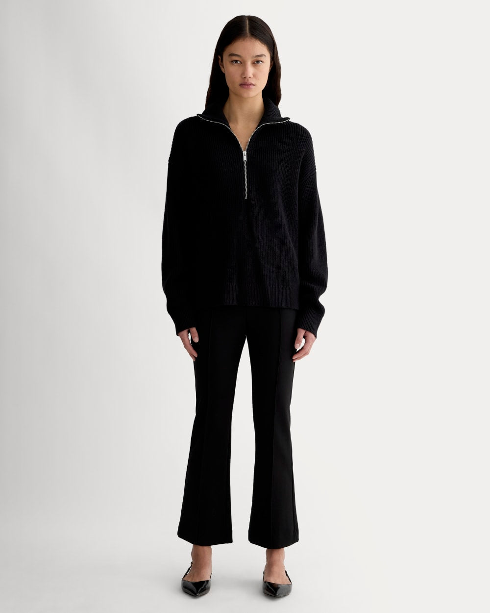 The Half-Zip in Everyday Cotton | Black - Image 3