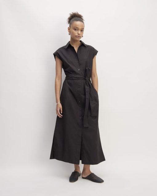 The Supima® Cotton Short-Sleeve Shirt Dress | Black