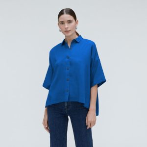 Alternative view of The Drapey Square Shirt | Lapis Blue