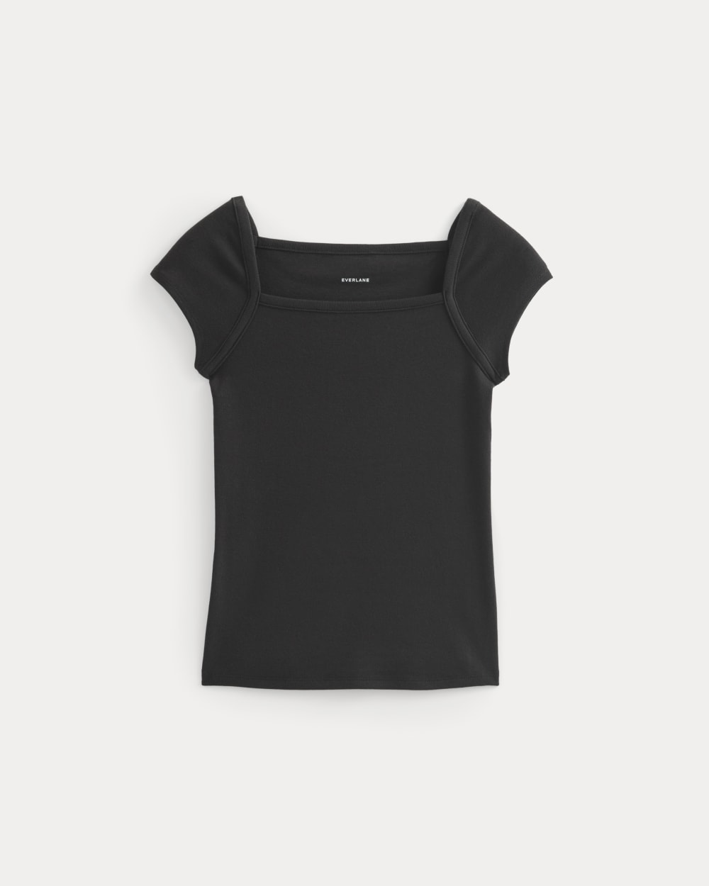 RetroSoft Cotton Square-Neck Tee | Black - Image 2