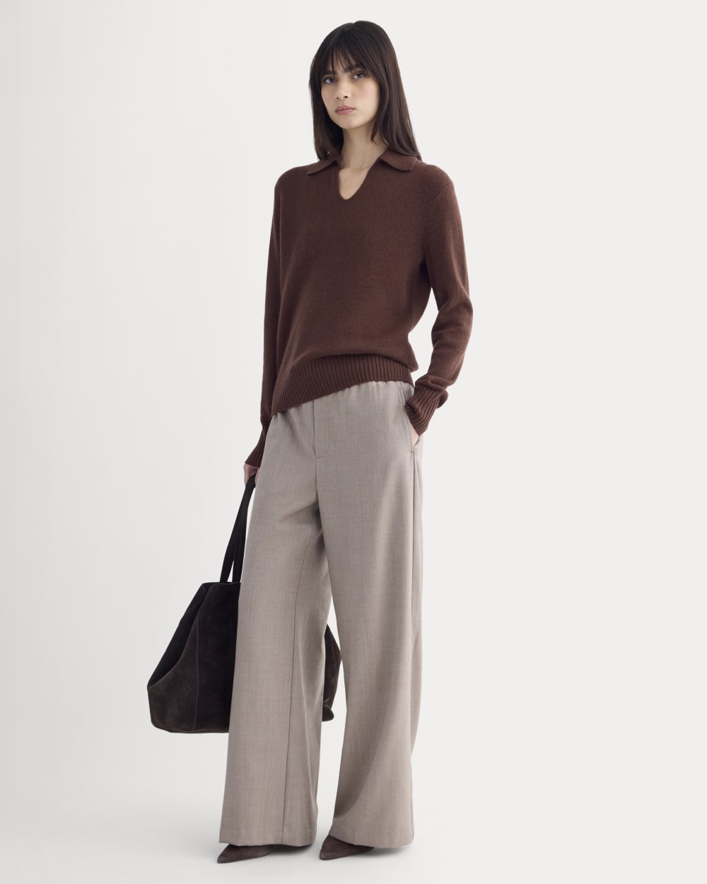 Cashmere Polo Sweater | Dark Mahogany - Image 3