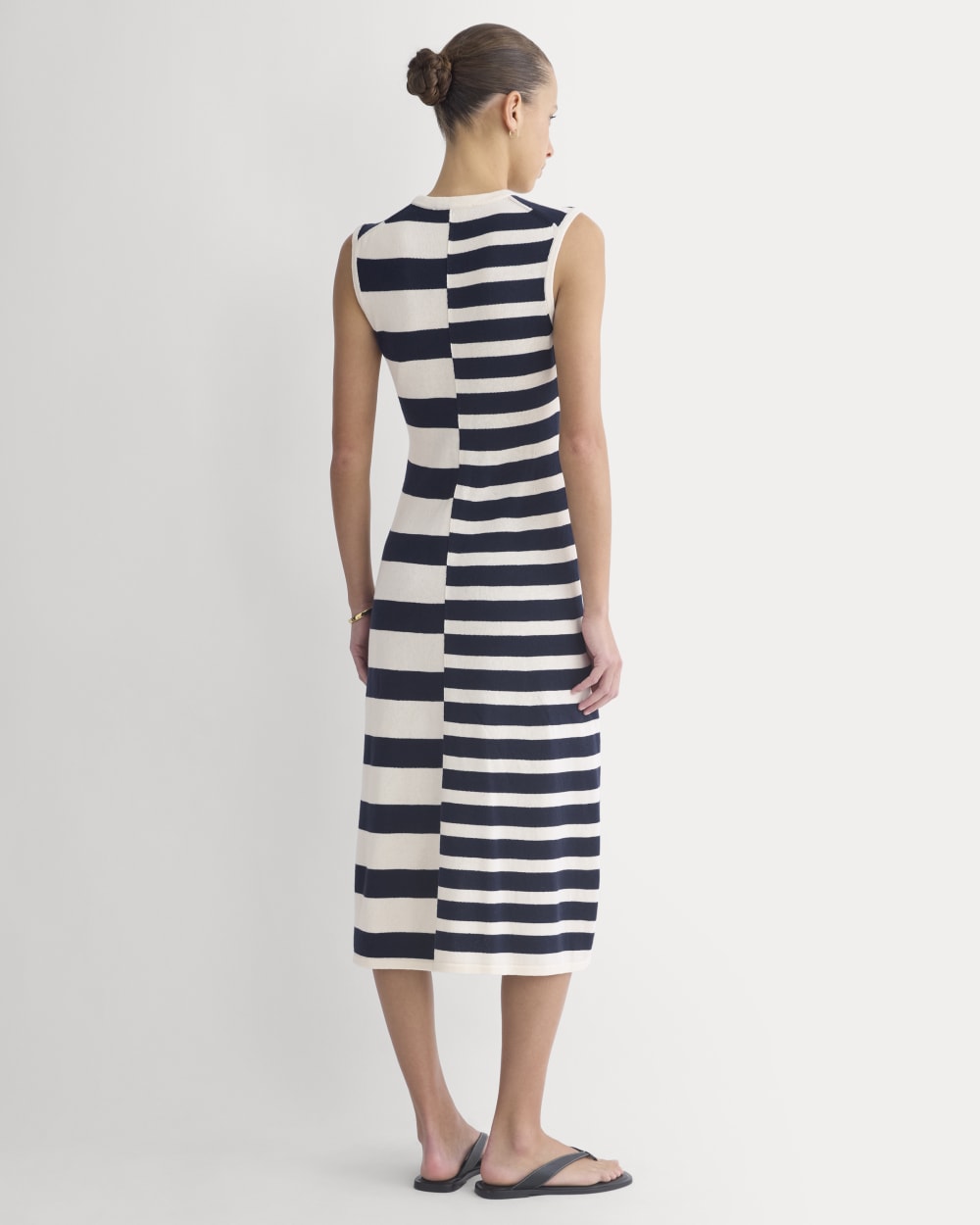 Striped Sweater Midi Dress | Bone/True Navy Duo Stripe - Image 4