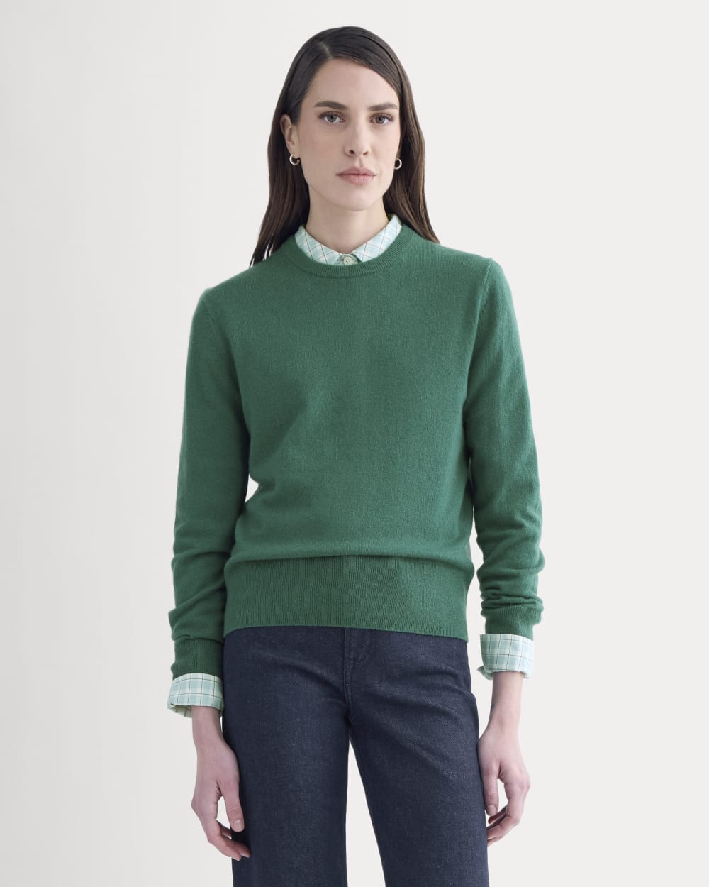 Cashmere Slim Crew Sweater | Hunter Green - Image 3
