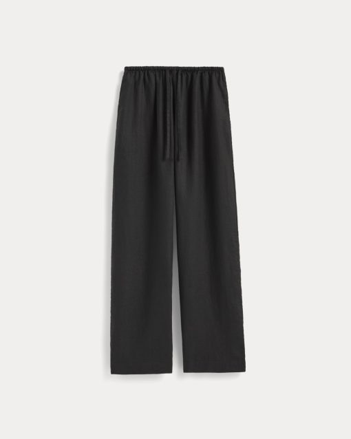 Alternative view of The Drawstring Pant in Linen | Black