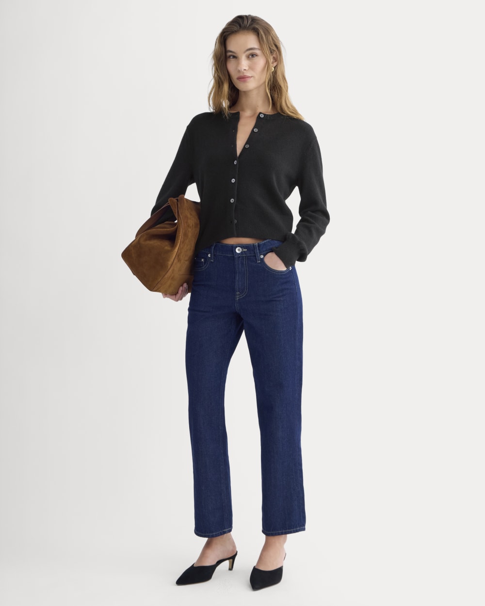 Cashmere Cropped Cardigan | Black - Image 5