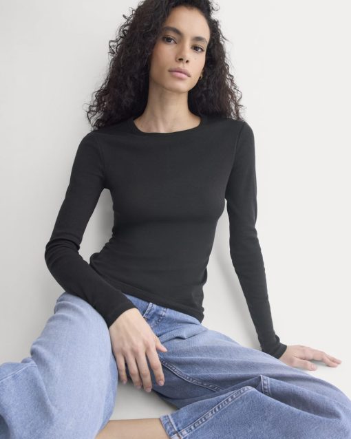 Tissue Long-Sleeve Crew | Black