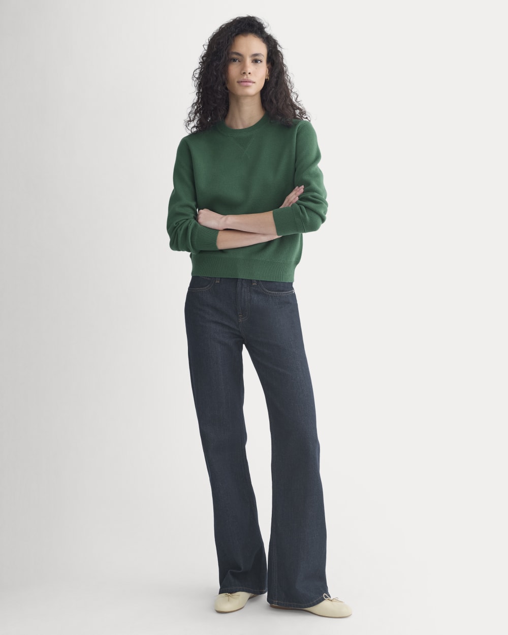 Double Knit Crew in Cotton Merino | Hunter Green - Image 3