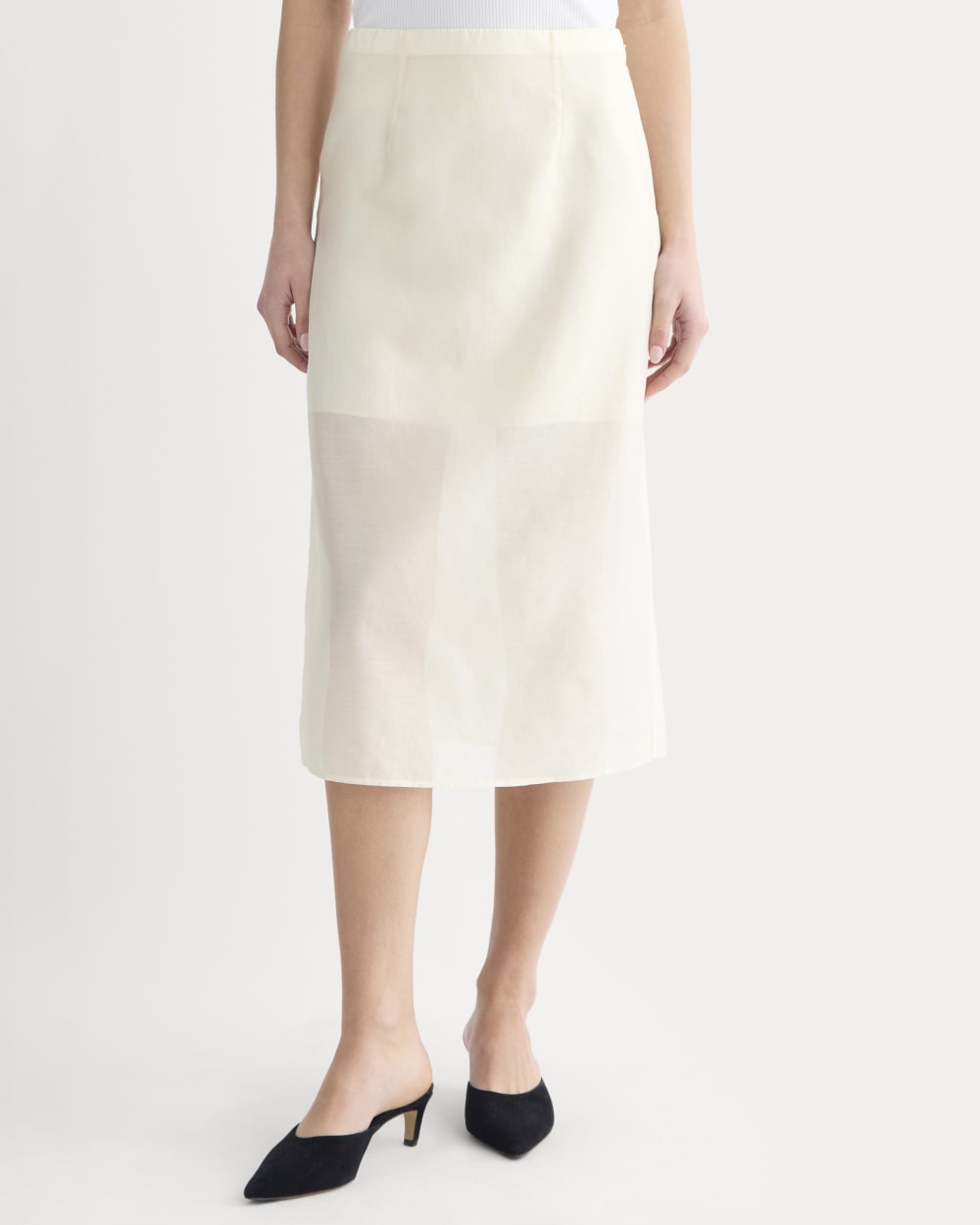 Midi Skirt in Cotton-Silk Organza | Parchment - Image 3