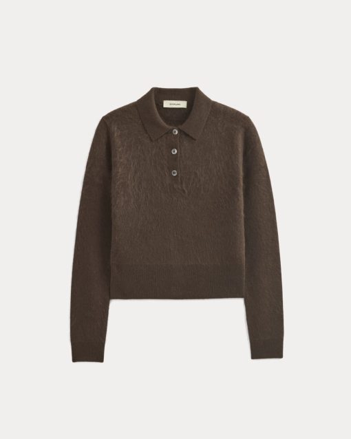 Alternative view of Lush Cashmere Cropped Polo Sweater | Raven
