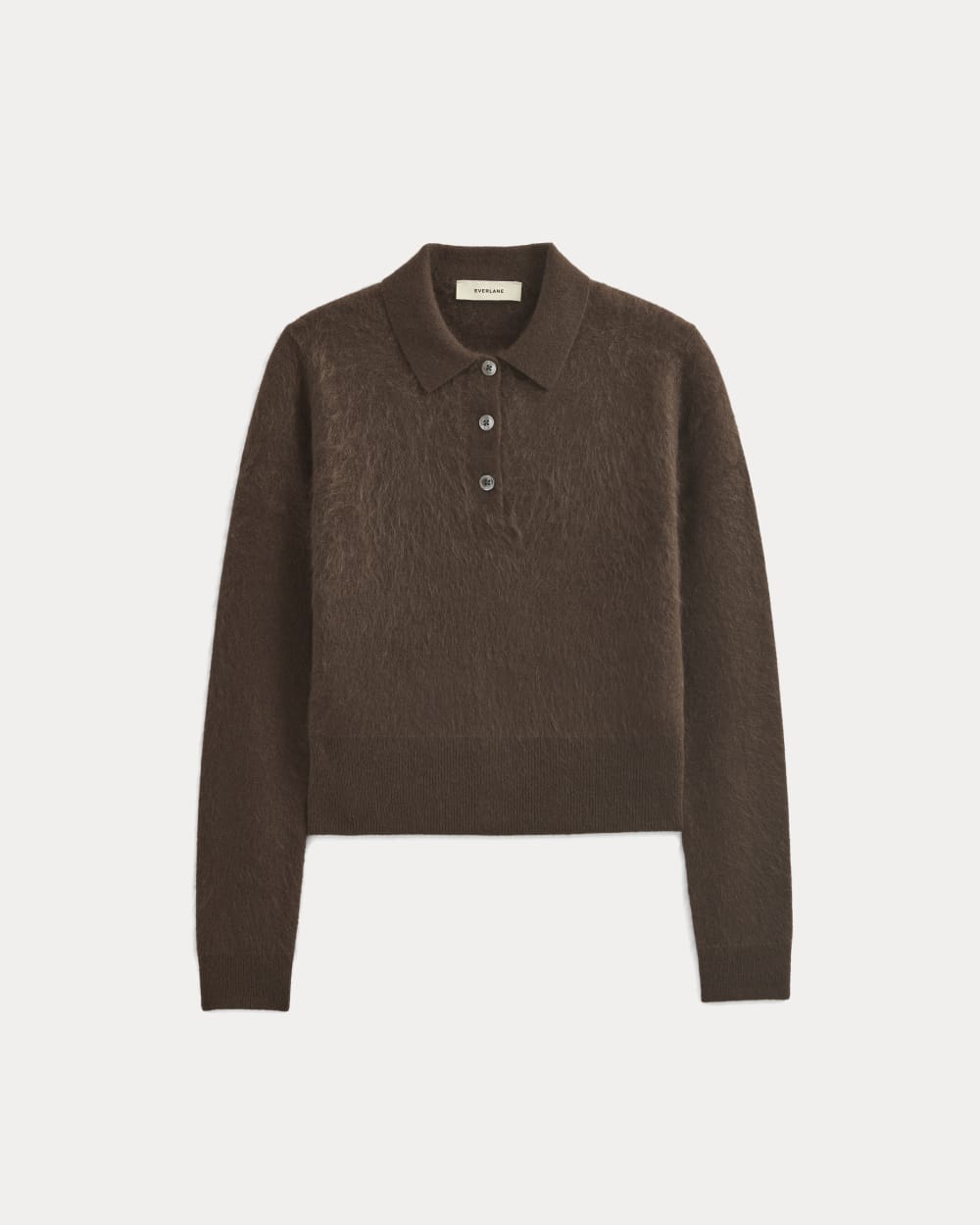 Lush Cashmere Cropped Polo Sweater | Raven - Image 2