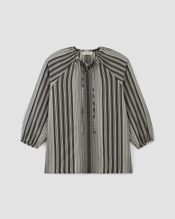Alternative view of The Gathered Shirt in Butterlite | Black / Bone