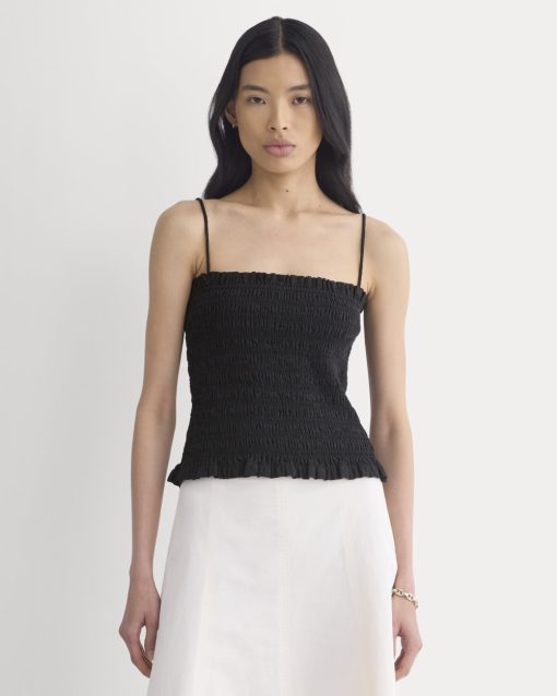 Gauze Smocked Cami | Black