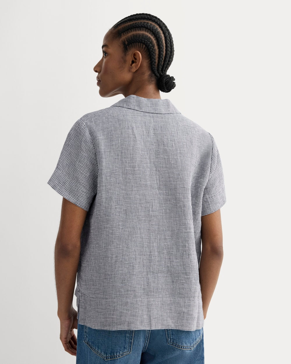 The Notch Shirt in Linen | Midnight Navy Gingham - Image 5