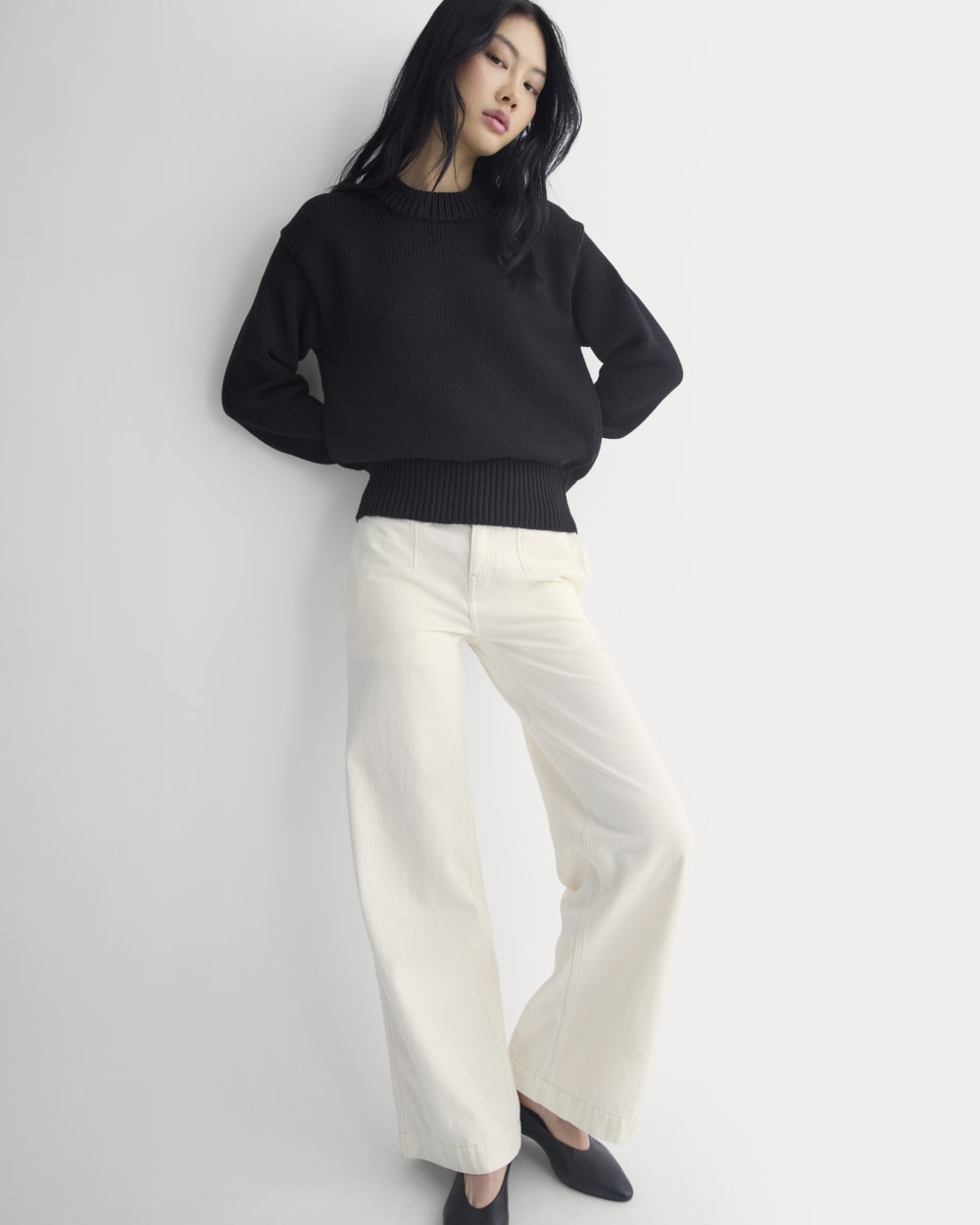 Oversized Cocoon Crew in Elevated Cotton | Black - Image 5