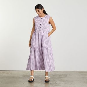 Alternative view of The Tiered Midi Dress | Orchid Gingham