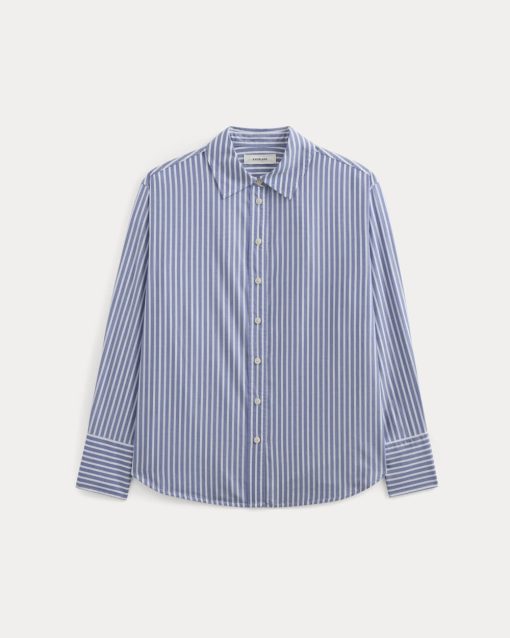 Alternative view of Everyday Shirt in Silky Cotton | Bone / Mazarine Blue