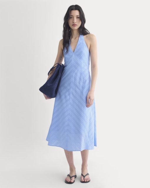 Textured Halter Midi Dress | Open Air Blue
