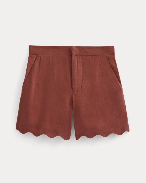 Alternative view of Scalloped Edge Short in Linen | Henna Red