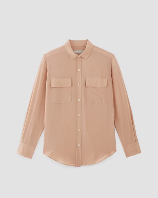 Alternative view of The Utility Shirt in Washable Silk | Blush Pink