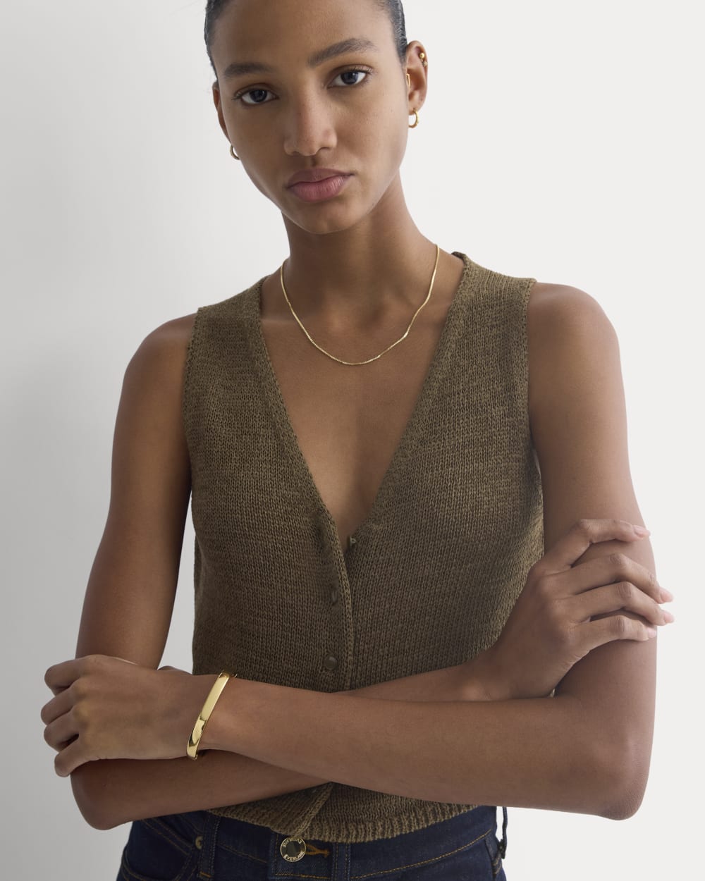 Button-Front Tank in Tape Yarn | Beech - Image 4