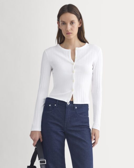 Cardigan in Pointelle | White