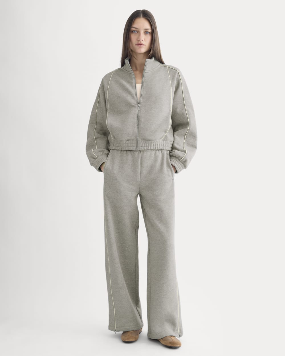 Luxe Fleece Track Jacket | Vintage Heather Grey - Image 3