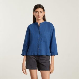 Alternative view of The Linen Billow Blouse | Deep Blue