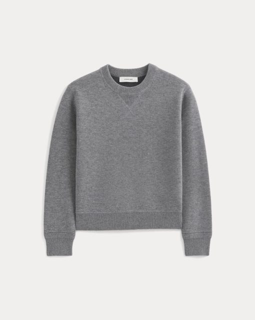 Alternative view of Double Knit Crew in Cotton Merino | Mid Grey/Graphite