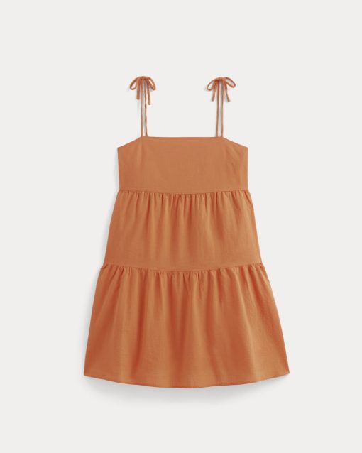 Alternative view of The Gauze Mini Tiered Dress | Soft Orange