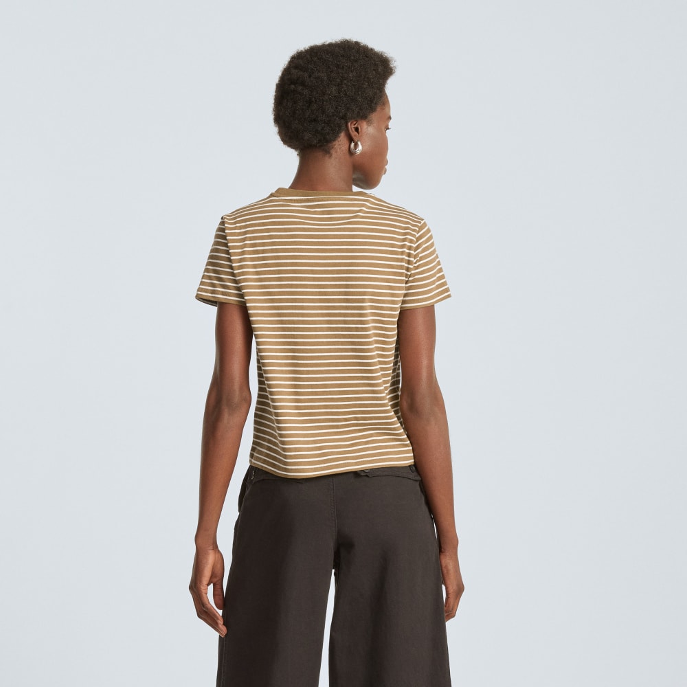 The Box-Cut Tee in Essential Cotton | Olive / Tan | No Pocket - Image 3