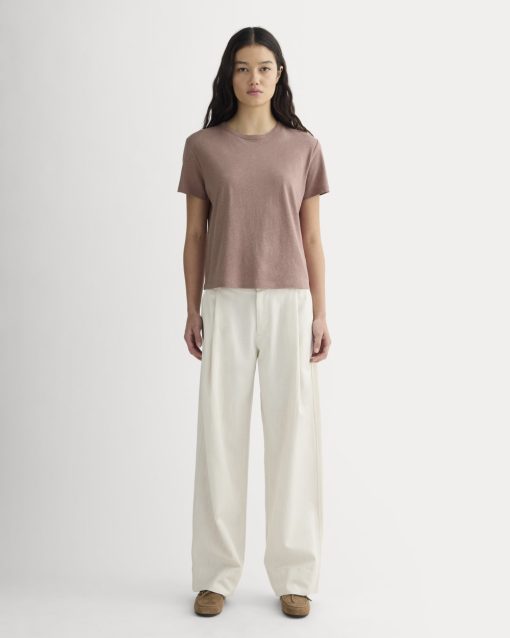 Alternative view of The Box-Cut Tee in Cotton Linen | Rose Dusk