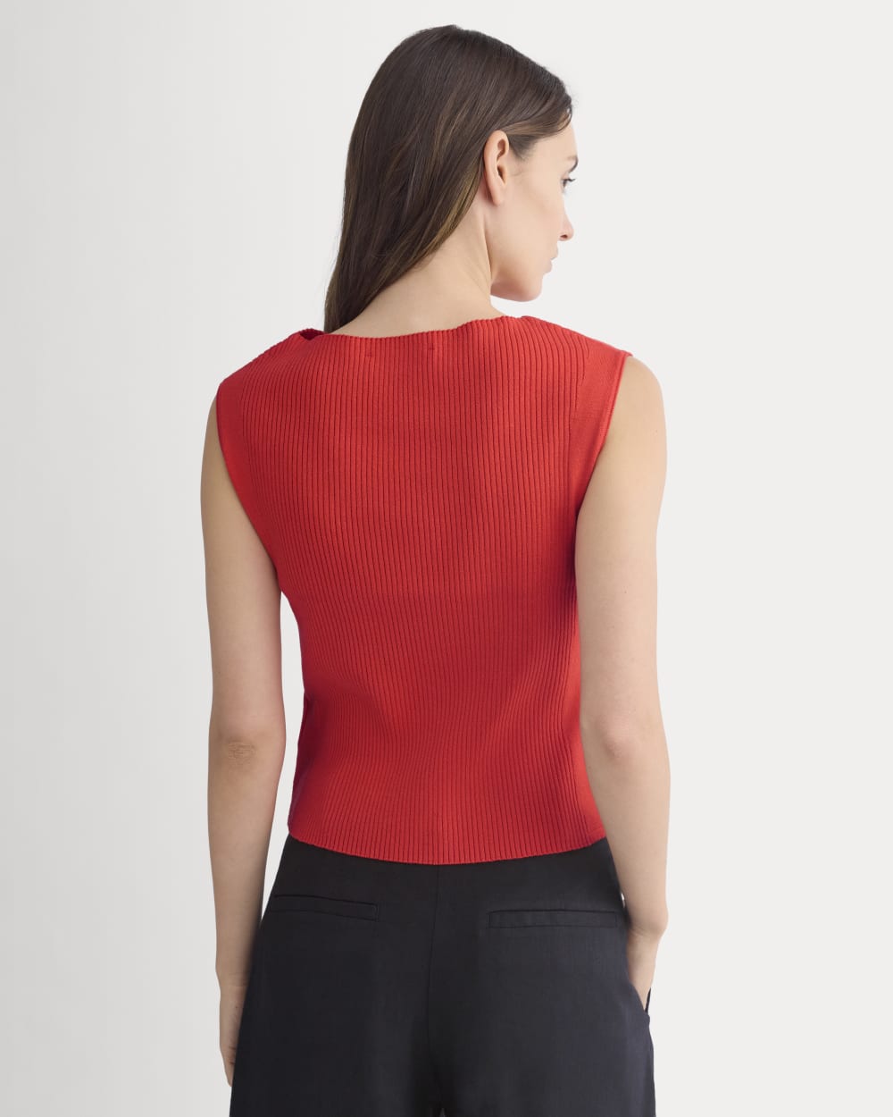Boat-Neck Ribbed Knit | Fiery Red - Image 5