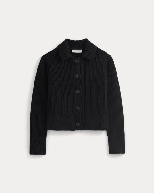 Alternative view of Shrunken Cardigan in Everyday Cotton | Black