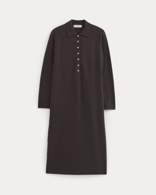 Alternative view of Cashmere Polo Midi Dress | Dark Chocolate