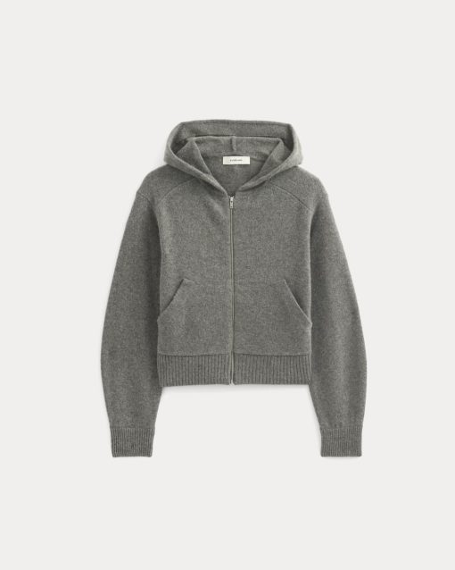 Alternative view of Full-Zip Hoodie in Wool Cashmere | Heather Charcoal