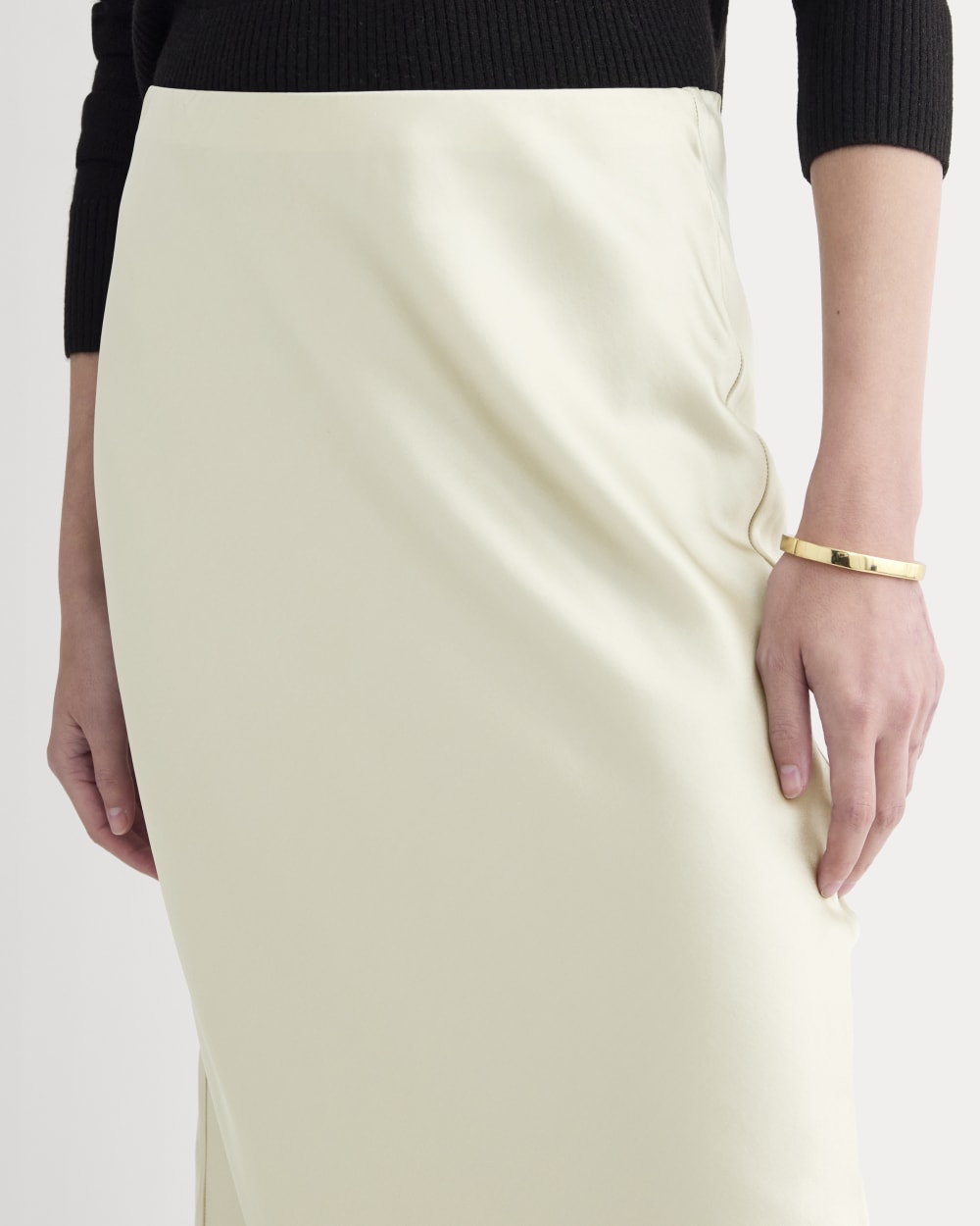 Slip Skirt in Silk Charmeuse | Bone - Image 4