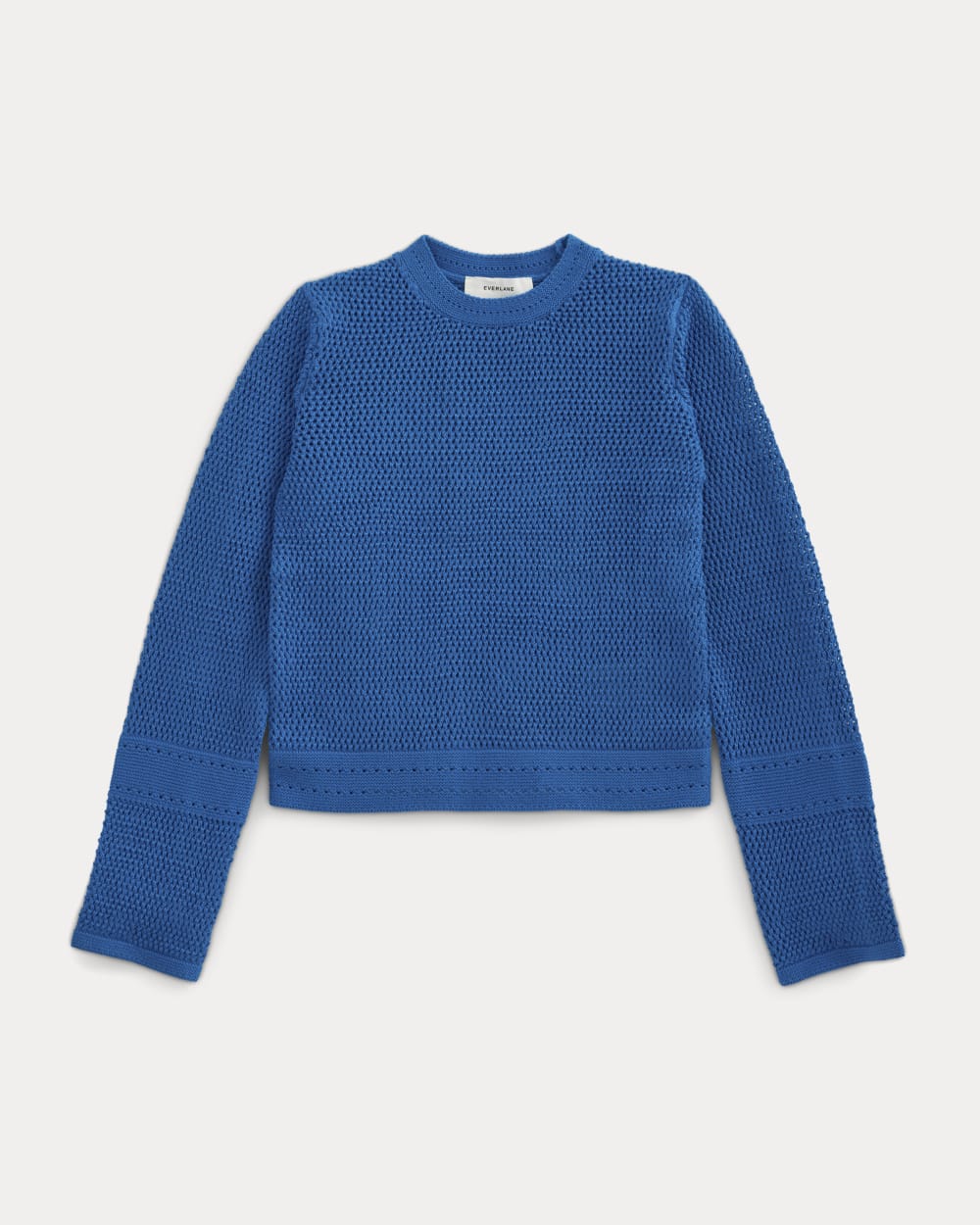 Open Knit Long-Sleeve Crew in Everyday Cotton | Imperial Blue - Image 2