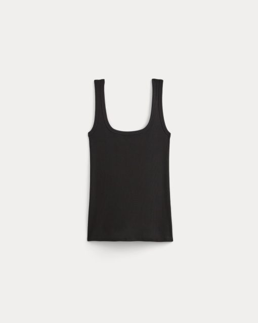 Alternative view of The Luxe Rib Square-Neck Tank | Black