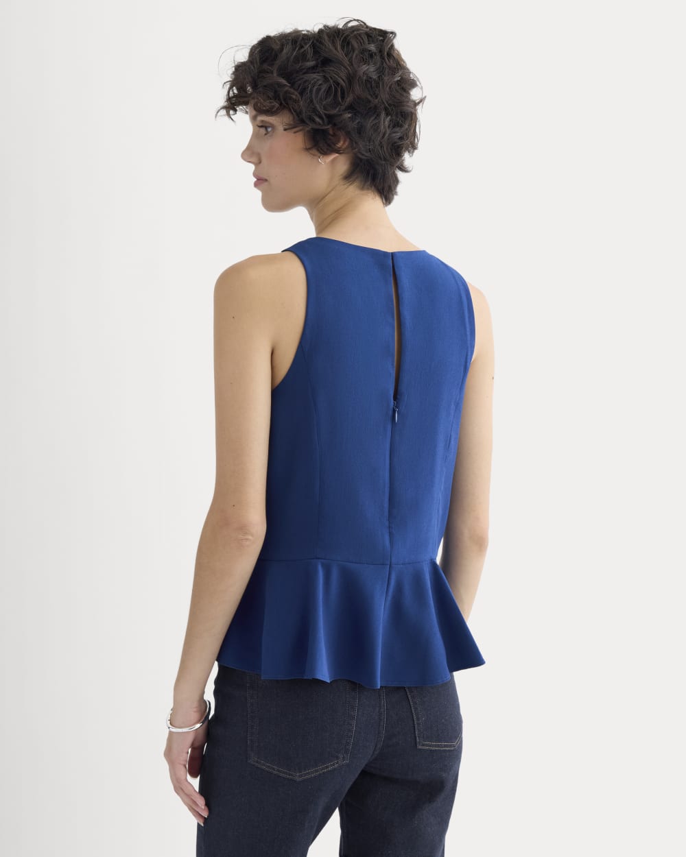 Sleeveless Peplum Top | Estate Blue - Image 6